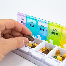 Sukuos AM PM Weekly 7 Day Pill Organizer, Large Pill Cases w/ Push Button Design picture