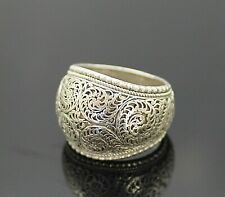SUPERB VINTAGE GORGEOUS DETAILED SWIRLS STERLING SILVER DOMED RING SIZE 6.25 picture