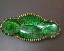 Rare Antique Esther Emerald Green Gilded Relish Dish picture