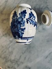 Holland Blue White Delft Ginger Jar With Lid Floral Hand Painted Ceramic 7” picture