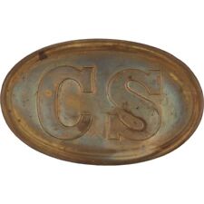 Brass Cs Csa Civil War Confederate States Cs Plate For Cartridge Box Vintage picture