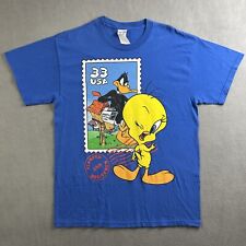 Vintage Looney Tunes Shirt Mens XL Blue Stamp Collection Tweety Bird Daffy Duck picture