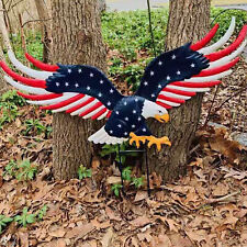 Metal Eagle Outdoor Decor American Flag Flying Eagle Patriotic Bald Eagle Statue picture