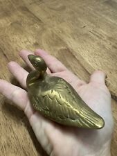 Vintage Collectible Solid Brass Swan Figurine Paperweight 4” picture