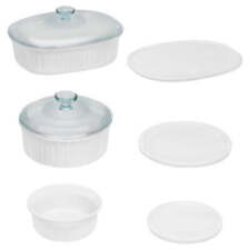 French White 8-Piece Ceramic Stoneware Casserole Set with Glass and Plastic Lids picture