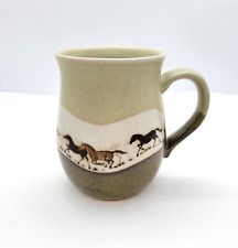 Vintage Otagiri Running Horses Pottery Mug Japan picture