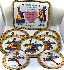 Vintage 1960's 8 Piece Child’s Tin Dishes Set Queen of Hearts, Good Condition picture