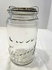 Vintage / Antique1920s Kerr Economy Round Glass Jar #5 w Metal Clamp Lid OKLA picture