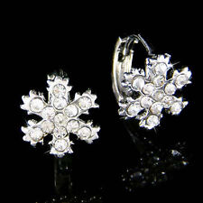~Dainty SNOWFLAKE~ made with Swarovski Crystal XMAS Snow Huggie Holiday Earrings picture