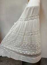 Antique Edwardian Tissue Thin Lace Cotton Petticoat Skirt Waist 34 #65 picture
