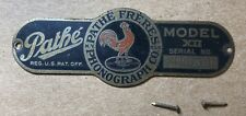 Antique Original Pathe Freses Phonograph Model XII Part: Nameplate Name Tag ID picture