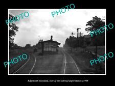 OLD LARGE HISTORIC PHOTO OF EDGEMONT MARYLAND THE RAILROAD DEPOT STATION c1940 picture