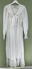 VANDEMERE Victorian Nightgown White Crochet Lace Bow Edwardian Sz M L Coquette picture