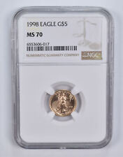 MS70 1998 $5 1/10 th Oz Gold American Eagle NGC Brown Label picture