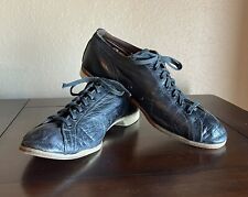 Nice Antique Vintage 1930’s-1940’s Black Leather Bowling Shoes picture