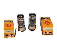 PAIR 6080WA/6AS7/ECC230 PHILIPS BY MULLARD TESTED WITH ROETEST V10 BLACK PLATES picture
