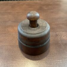 Vintage Hand Carved Wooden Butter Mold Press 4” Diameter, 1.5” Deep picture