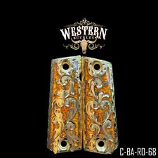 Grips 1911 Full Size Cachas 38 Engraving Ocre Resin and Gold Plated Screws picture