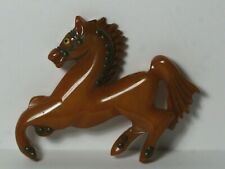 Antique c. 1930's Art Deco Carved Bakelite Horse Pin Brooch 2 1/4