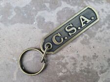 Brass Confederate States of America C.S.A. Oblong Keyring Chain picture