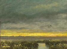 Twilight Wetlands Realism Landscape OIL PAINTING ART IMPRESSIONIST Original Dusk picture
