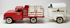 Vintage 1960's Tonka Farms Stake Bed Truck with Horse Trailer Pressed Steel RARE picture