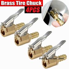 4Pcs Tire Inflatable Straight Brass Open Flow Air Chuck Lock-On Clip 1/4