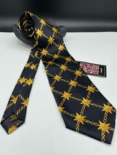 Christopher Radko Men's 100% Silk Tie ~ Black ~ Gold Stars ~ Tailored in USA picture