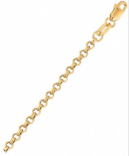 2.3mm Rolo Link Chain Necklace Real 14K Yellow Gold picture
