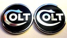 Colt Firearms Factory 5/8th inch Black Enamel & Nickel Colt Grip Medallions picture