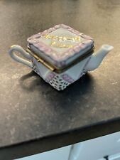 Limoges France Happy Birthday Teapot Trinket Box Vintage picture
