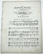 1850s WOMAN'S HEART ROMANCE Sheet Music by M.W. Balfe for Piano Oliver Ditson picture