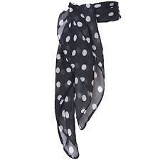 Hip Hop 50's Shop Sheer Chiffon Scarf Vintage Style Accessory Black Polka Dot  picture