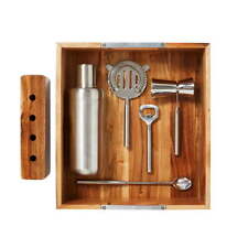 7-Piece Stainless Steel Mixologist Set with Wooden Tray picture