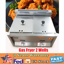 12L Commercial Propane Deep Fryer 2 Wells Countertop Gas Fryer Stainless Steel picture
