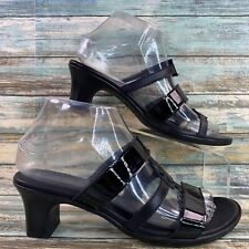 Munro Jan Slide Sandals Womens 7.5M Black Leather Block Heel Open Toe Dress Work picture