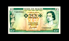 Reproduction Rare Government of Malta 10 Shillings 194 1963 Banknote Queen picture