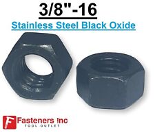 3/8-16 Black Stainless Steel Hex Nut Black Oxide Coated Finished Nuts 3/8