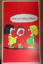 DAM YOU CHARLIE BROWN PEANUTS VINTAGE 1970's CARTOON BLACKLIGHT POSTER -NICE picture