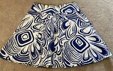 Cabi Lombard Swirl Print Blue White Lined A-line Skirt Pleated Women’s Size 4 picture