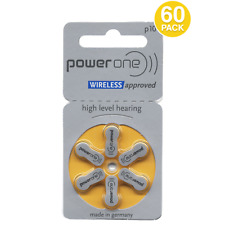 Power One Size 10 Mercury Free 1.45V Hearing Aid Batteries p10 PR70 (60 Pack) picture
