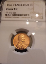 1960-D LARGE DATE NGC MS 67 RD LINCOLN CENT - SUPERB RED BRILLIANT UNCIRCULATED picture