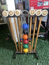 Vintage Forster Croquet Set Stand 6 Player Wood Mallets Yard Game Please Read picture