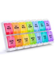 AM PM Weekly 7 Day Pill Organizer, Sukuos Large Daily Pill Cases with Easy Pu... picture