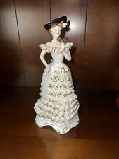 Vintage Dresden Lace Figurine Victorian Woman With A Mask - Germany 11 Inch picture