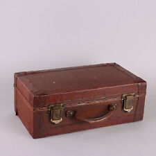 Vintage 1920s-30s Small Suitcase Leather Canvas Italy picture