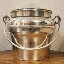 Vtg MCM Fisher Ice Bucket K308 Silverplate Lidded Glass Liner Mid Century Modern picture