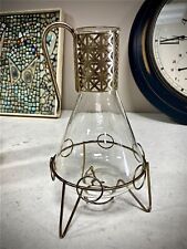 Vintage MCM Atomic Glass Carafe and Stand - PYREX Beverage Server picture