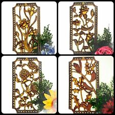 Four Seasons MCM 1950s Wall Art USA Floral Set of 4 Golden RoCoco Plaques picture