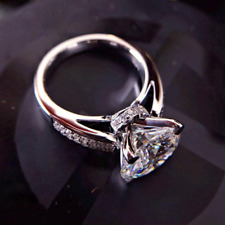 3.45Ct Round Cut VVS1 Moissanite Solitaire Engagement 14k White Gold Finish Ring picture